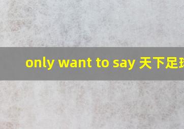 only want to say 天下足球